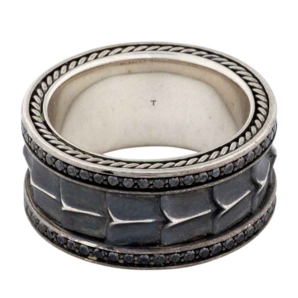DAVID YURMAN STERLING SILVER 925 ARMORY DIAMOND BAND RING - Picture 7 of 9